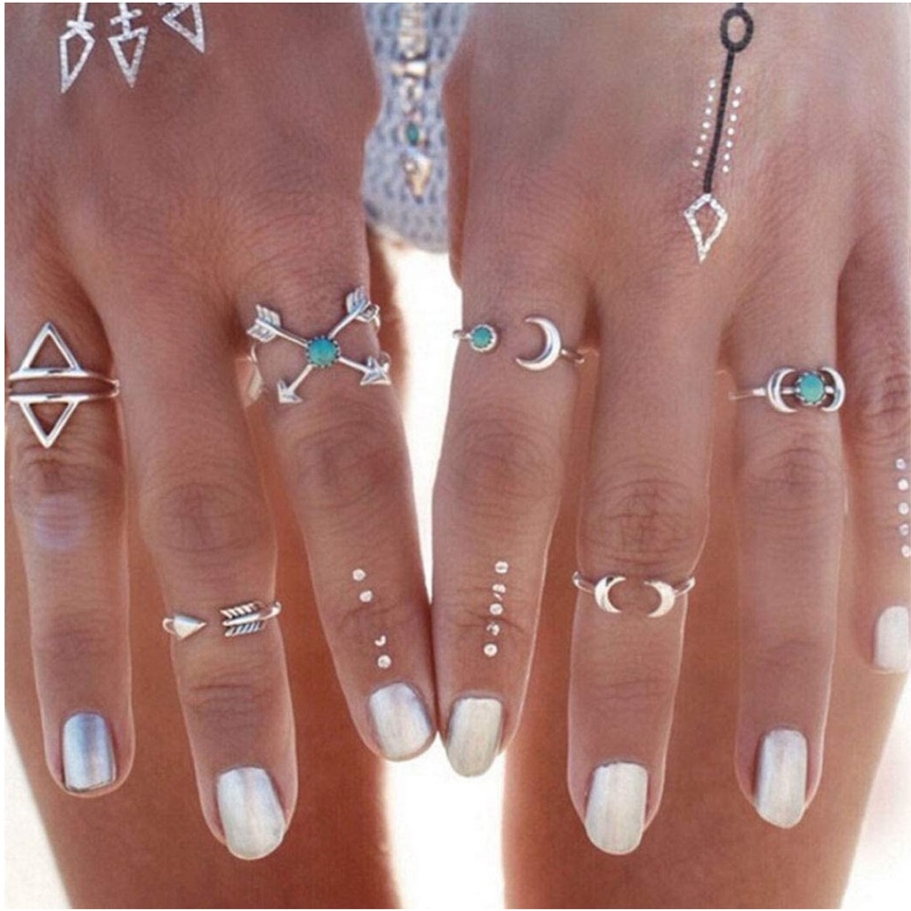 6-piece Vintage Turquoise Ring Set